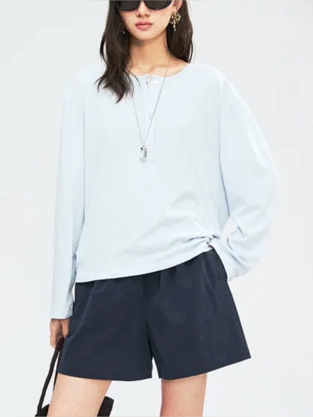 Women's Light Cream Relaxed Long-Sleeve Top by Mrs studios wool cashmere
